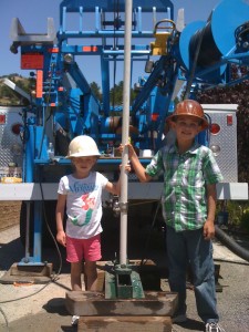 kids at the drilling site