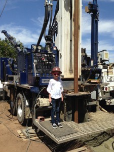 little girl at the drilling site