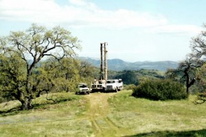 trucks at drilling site